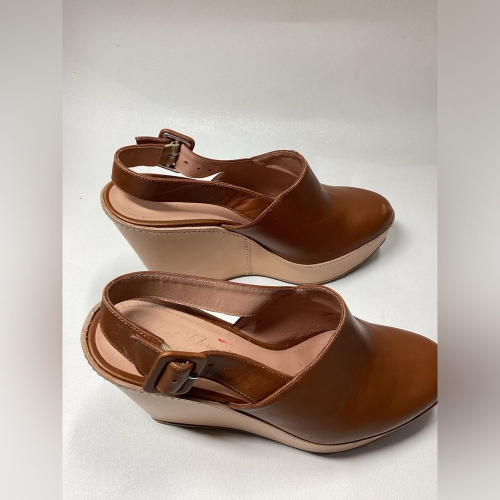 Robert Clergerie French' Brown ‎ Leather Ankle Strap Cognac Leather Heels EU 37 - Picture 3 of 16